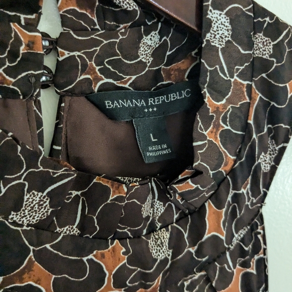 NWOT Banana Republic Brown Floral Halter Midi Dress Size Large - Picture 5 of 6